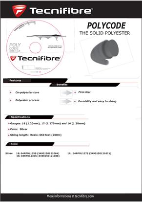 Tenis struna Tecnifibre Polycode črna - kolut