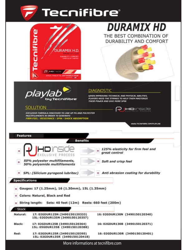 Tenis struna Tecnifibre Duramix HD črna - kolut 200m