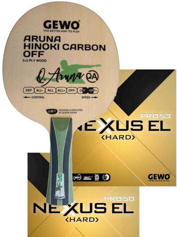 Kompletni lopar Gewo: Aruna Hinoki OFF z gumama NExxus EL Pro Hard 50