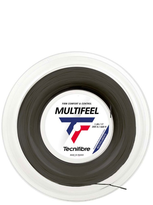 Tenis struna Tecnifibre Multi Feel - kolut 200m Črna