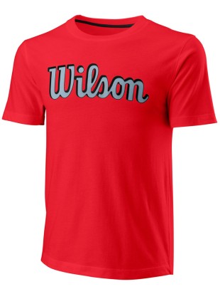 Moška majica WILSON Script Eco cotton tee Slim fit Red