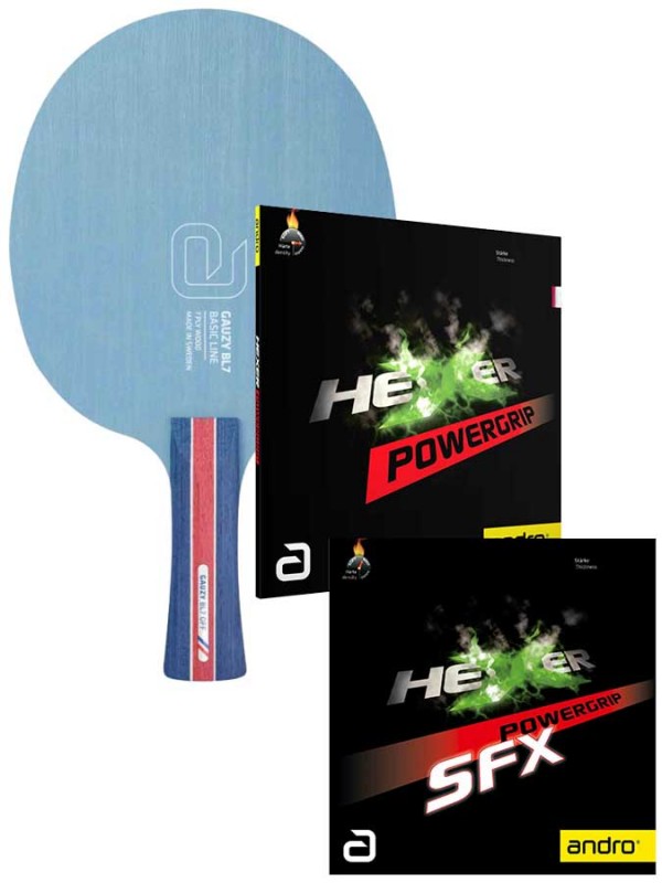 Kompletni lopar: Andro Gauzy BL7 Off in Hexer Powergrip