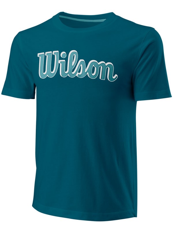Moška majica WILSON Script Eco cotton tee Slim fit Blue