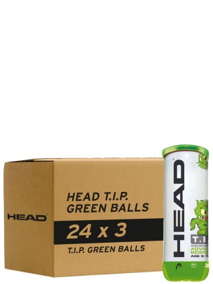 Karton 24 x Tenis Žogice HEAD T.I.P. 3 - zelene (72 žogic)